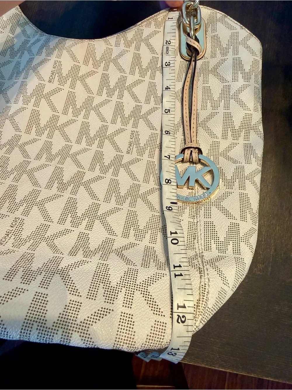 Michael Kors Beige MK Logo Tote with Gold Hardware